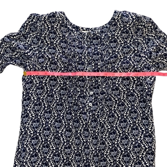 Garnet Hill Crepe Blue Patterned Dress Size Medium - Picture 6 of 11